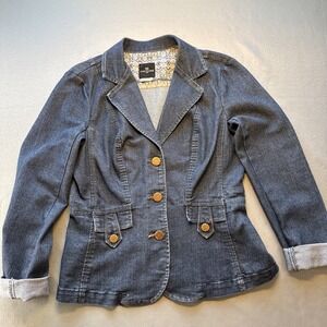 One 5 One Woman's Denim Jacket Blazer Sport Coat Size‎ Small Buttons Stitching